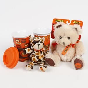 Mixed Lot Hershey Reese's Ceramic Travel Mugs & Stuffed Plush Bears